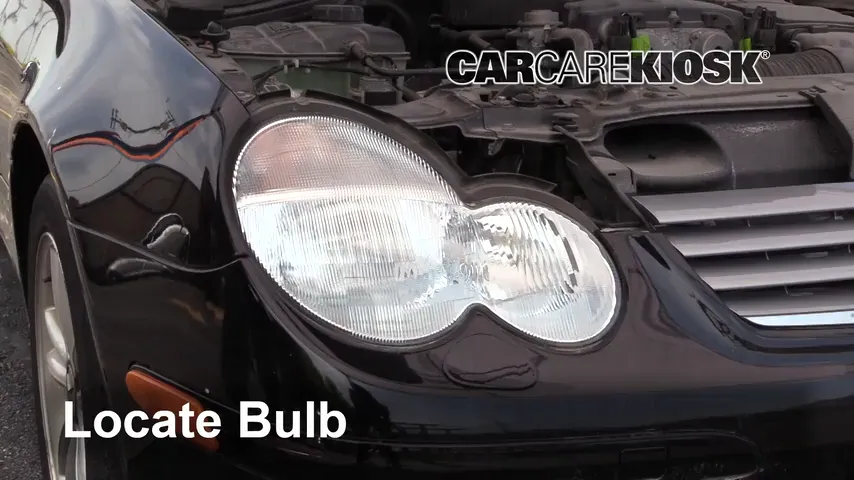2003 Mercedes-Benz C230 Kompressor 1.8L 4 Cyl. Supercharged Coupe (2 Door) Lights Headlight (replace bulb)